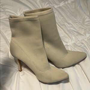 Chic Cream High Heel Ankle Boots